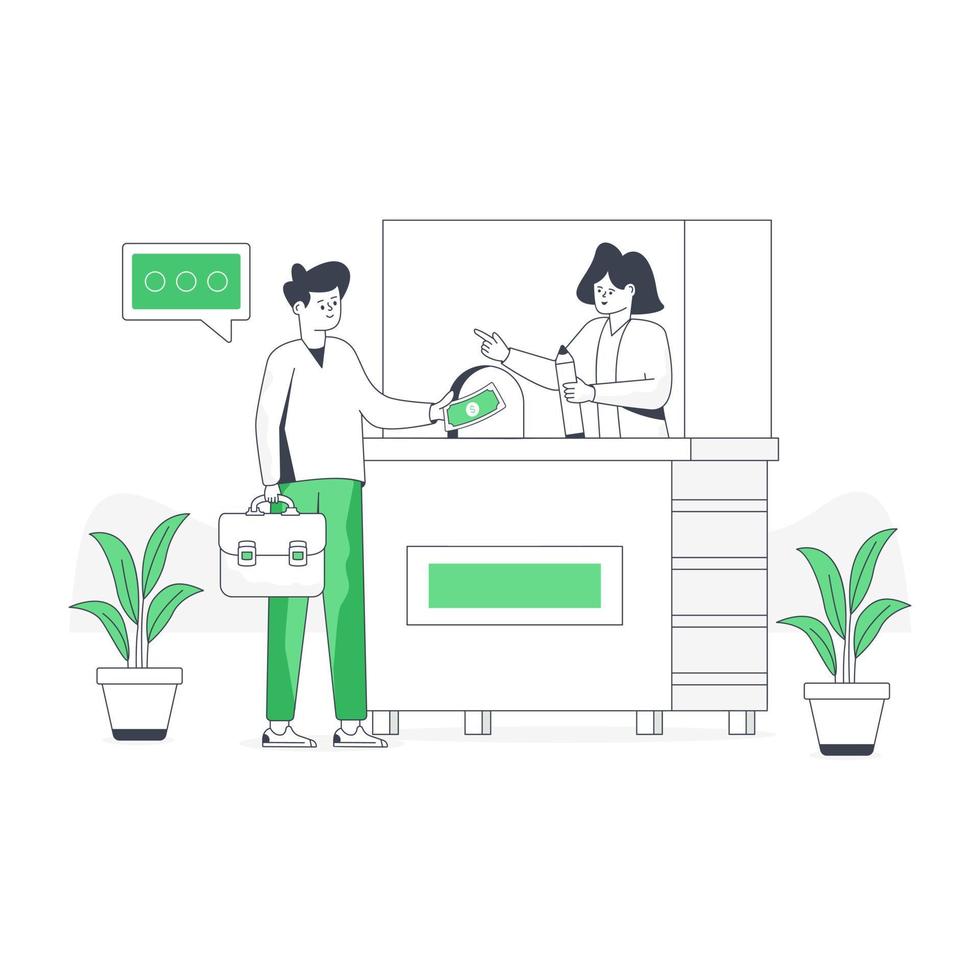 A flat illustration of cash counter vector