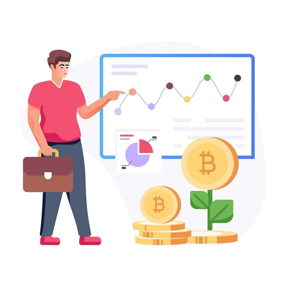 vector ilustrativo plano de inversión de bitcoin moderno