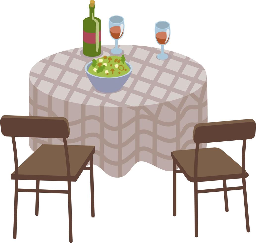 Dinner table semi flat color vector object