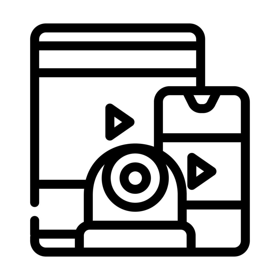 watching video from gadget line icon vector illustration