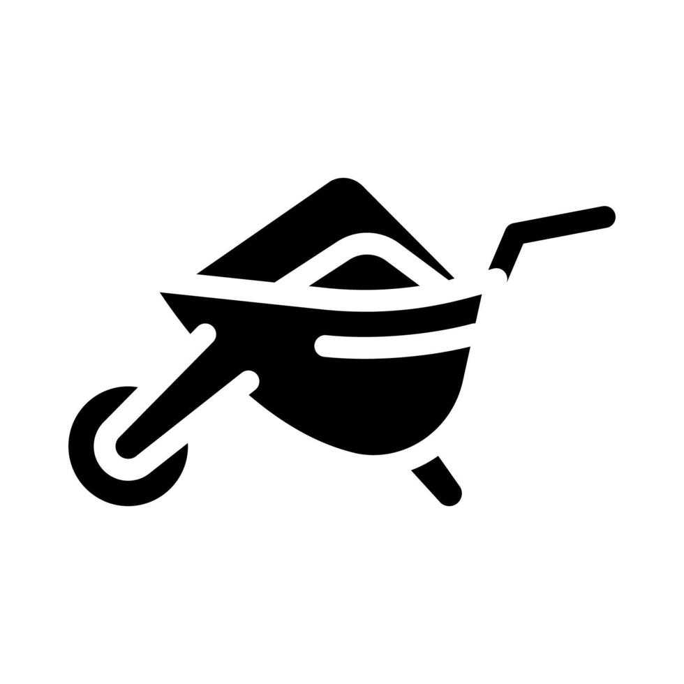 wheelbarrow with compost glyph icon vector illustration