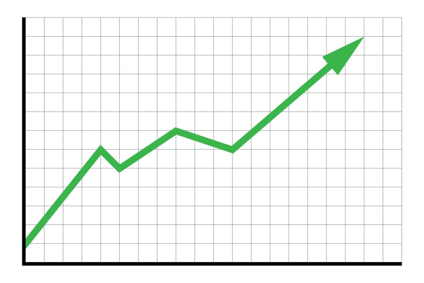Financial market growth concept. Chart with green arrow going up. Flat vector illustration