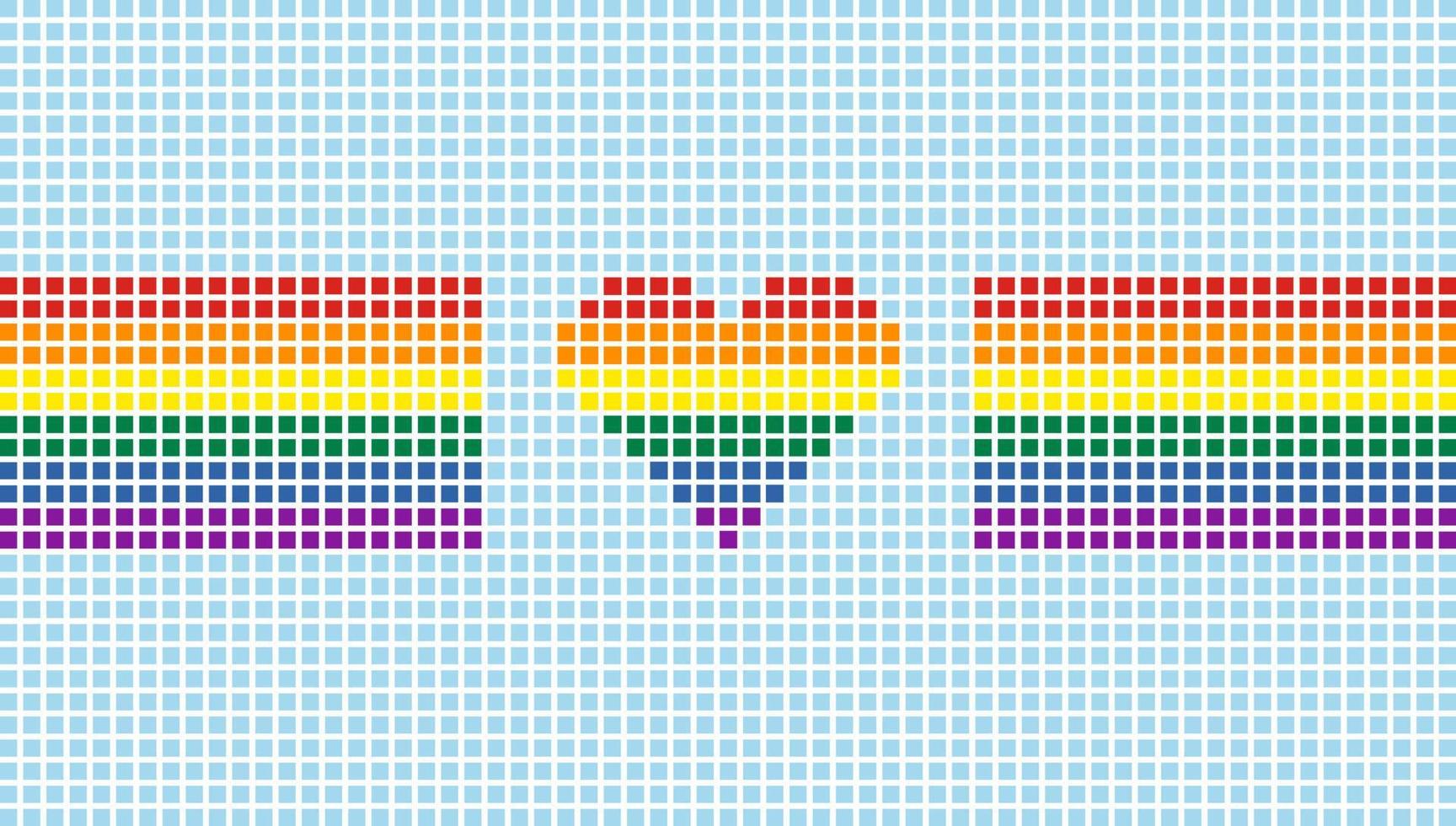 Pride flag and heart shape background. Summer Swimming pool mosaic or pixel style. LGBT love sign. Vector illustration
