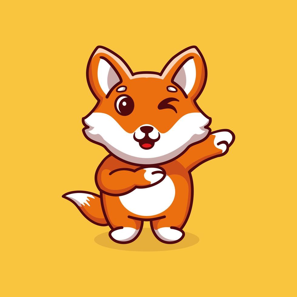 Cute fox dabbing cartoon vector icon illustration