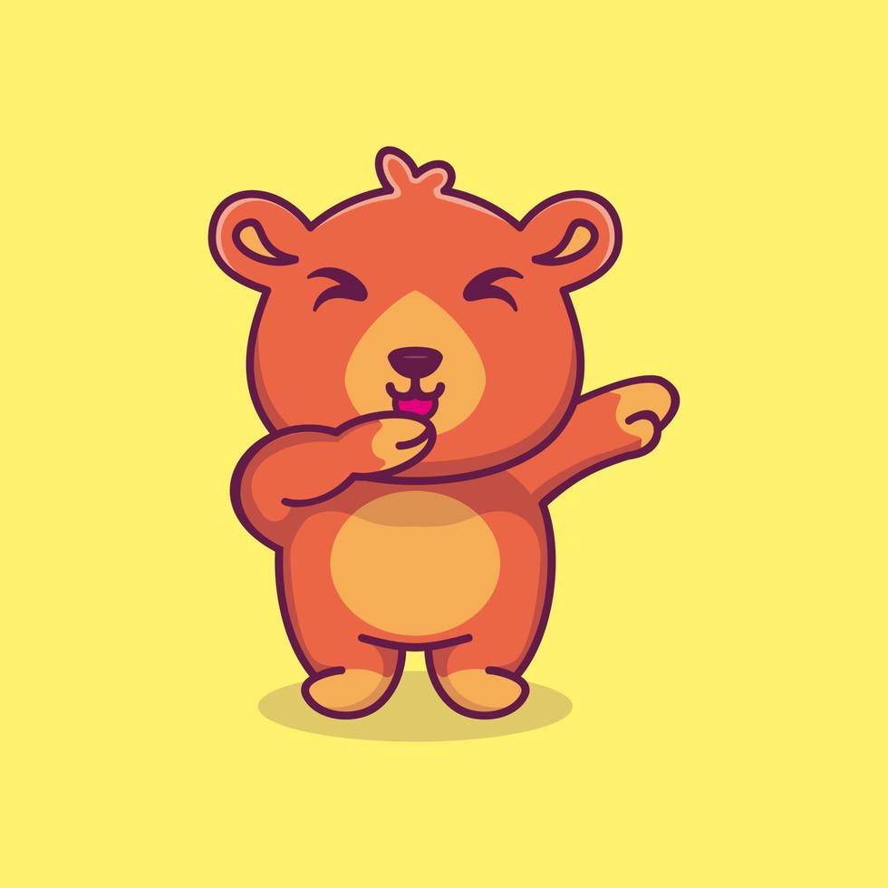 lindo oso dabbing dibujos animados vector icono ilustración