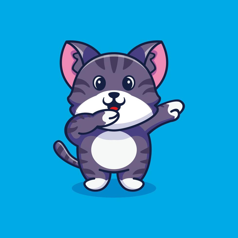 lindo gato dabbing dibujos animados vector icono ilustración