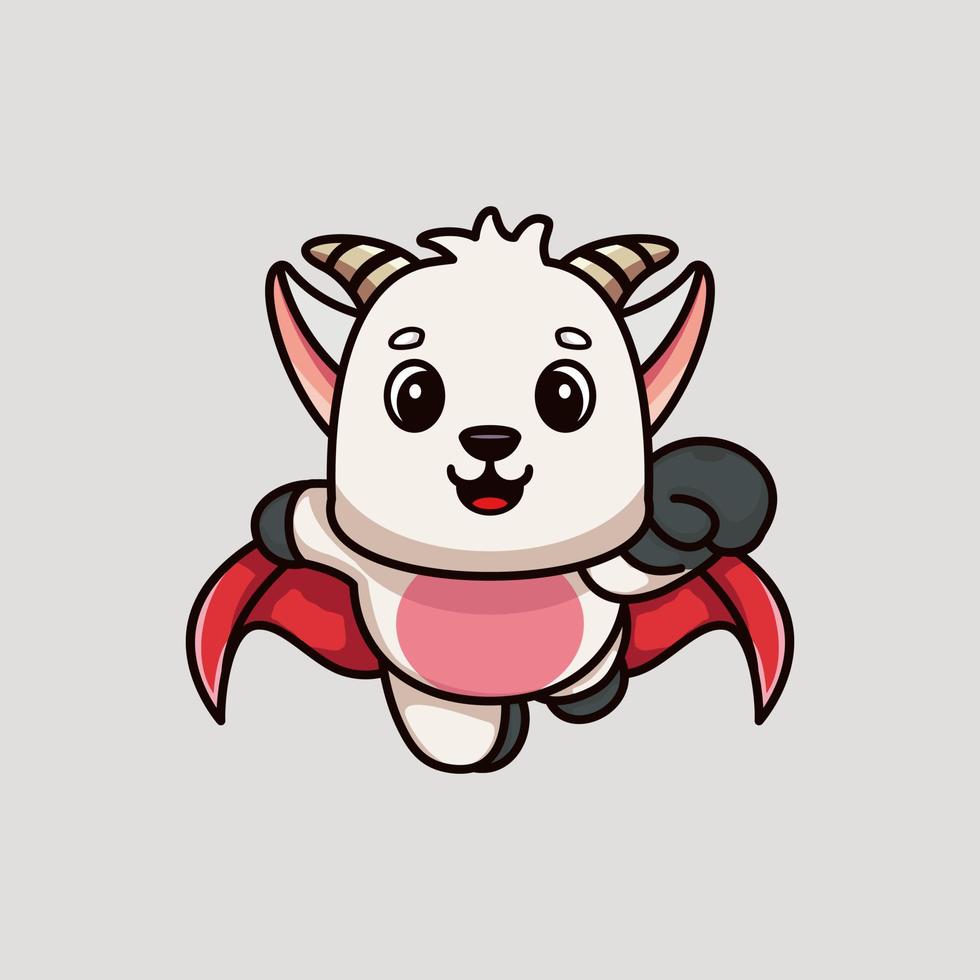 Cute super hero goat flying cartoon premium vector