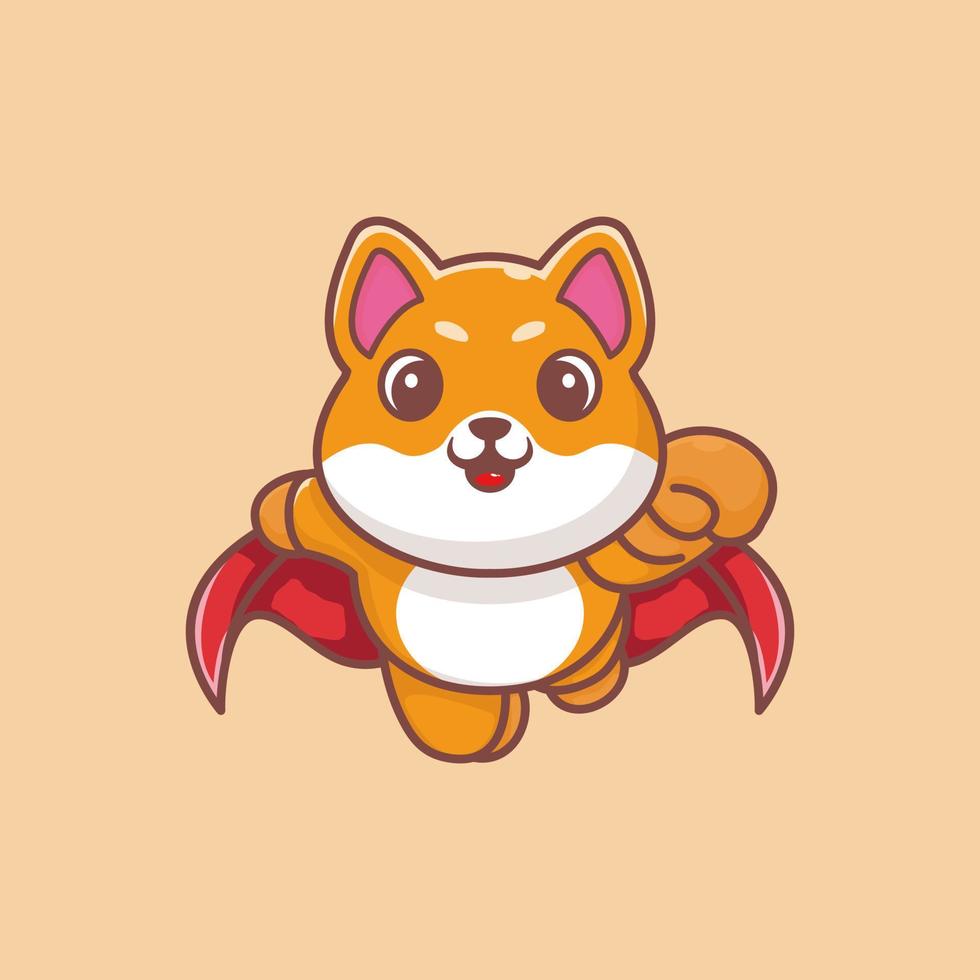 Cute super hero dog flying cartoon premium vector