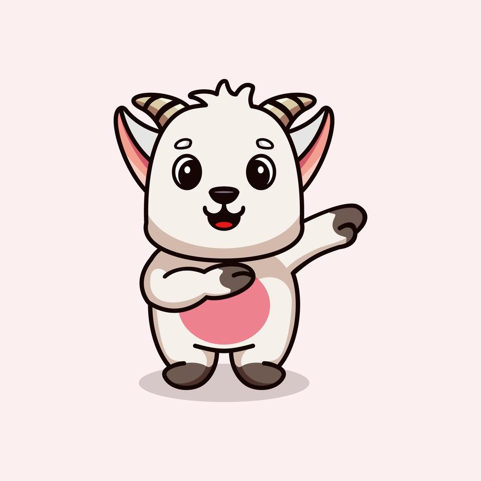 Cute goat dabbing cartoon vector icon illustration