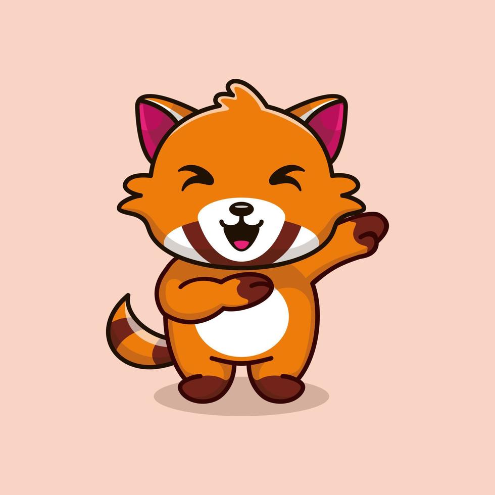 Cute raccoon dabbing cartoon vector icon illustration