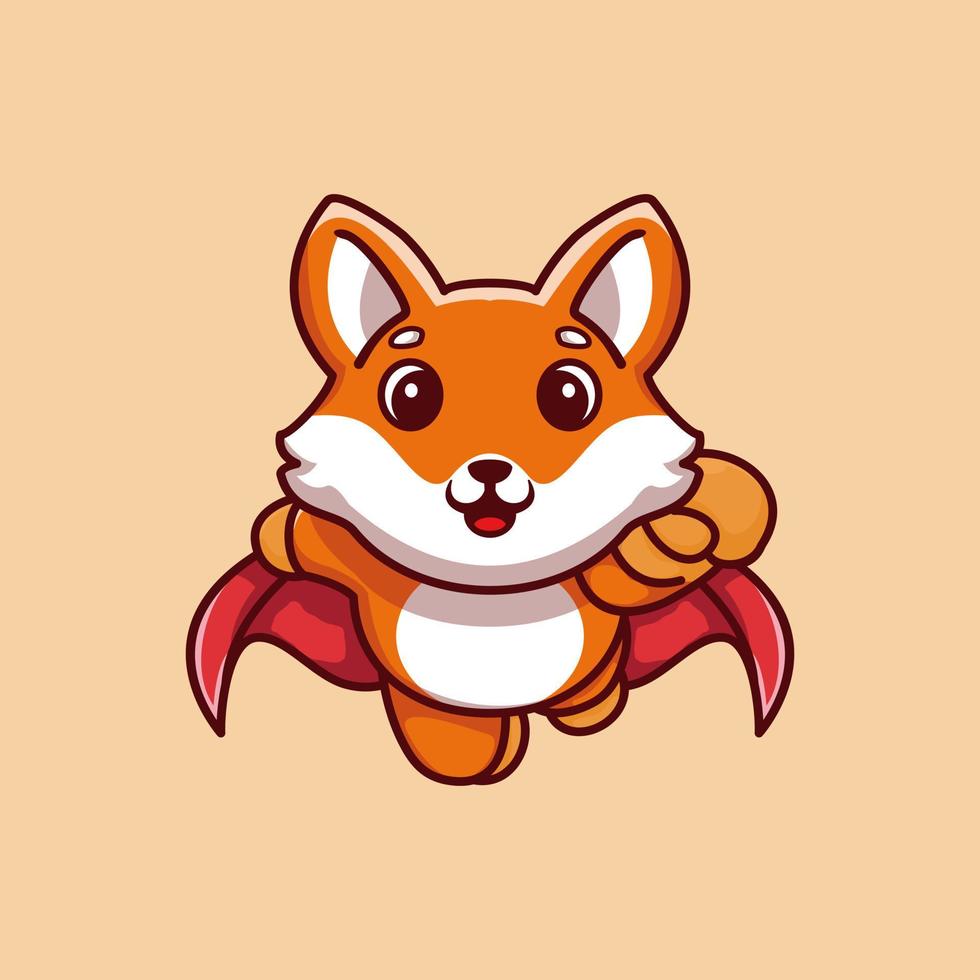 Cute super hero fox flying cartoon premium vector