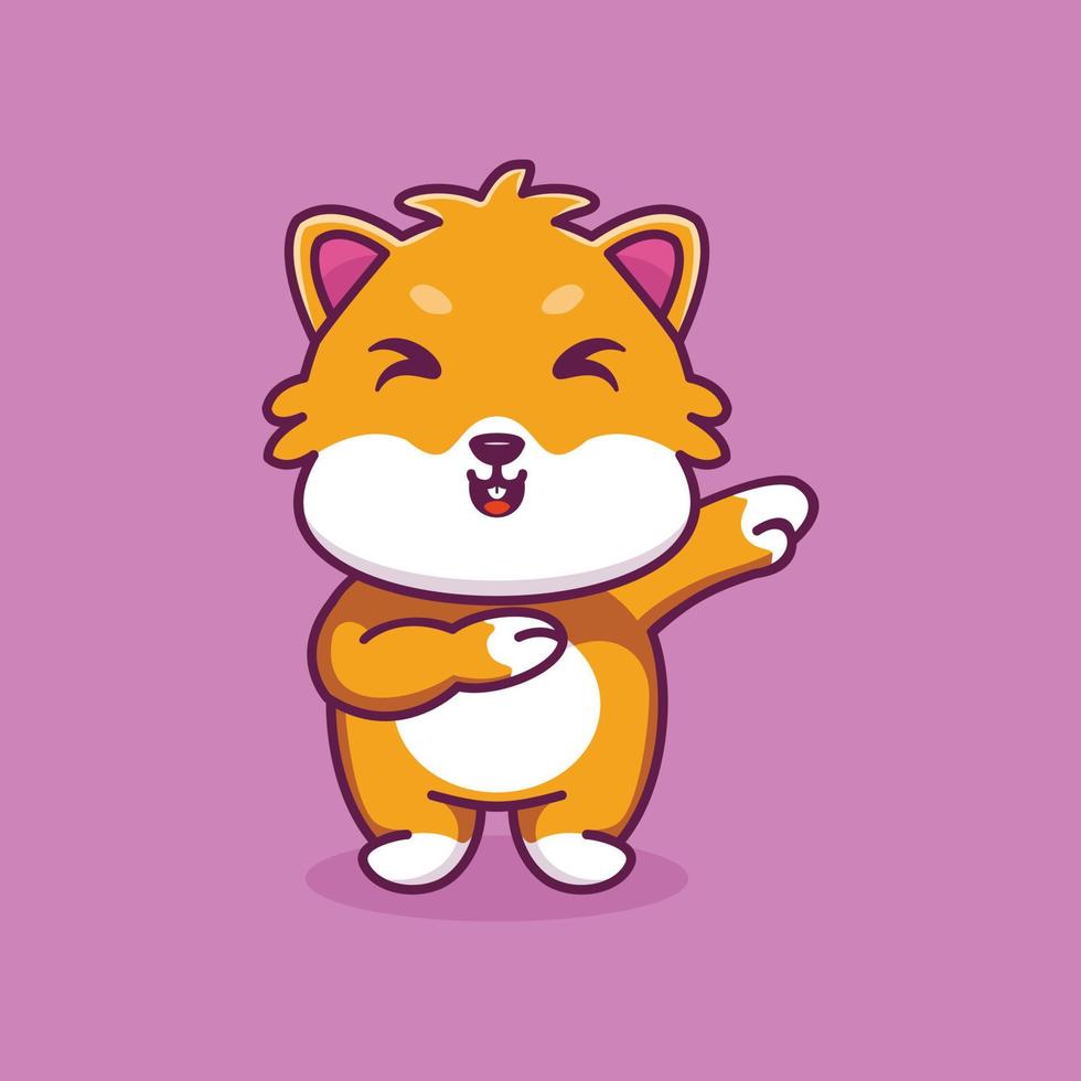 Cute hamster dabbing cartoon vector icon illustration