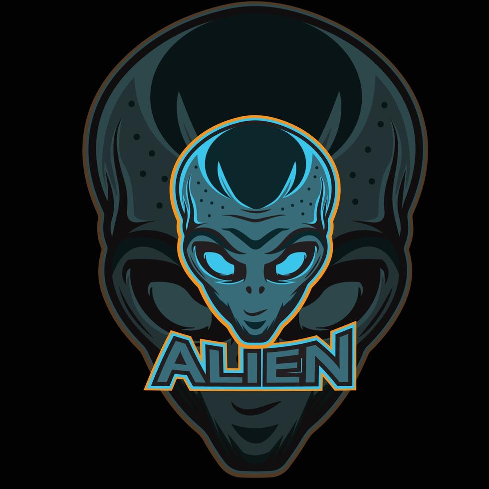 Alien mascot esport logo design vector