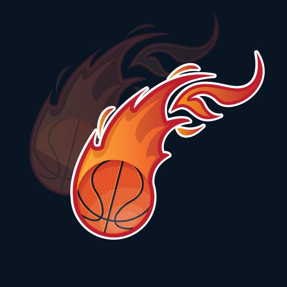 Basketball on fire tournament logo vector