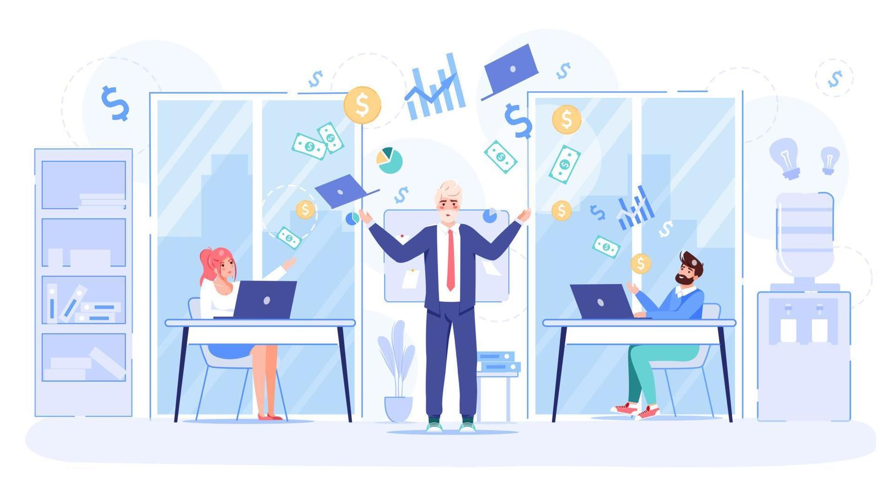 Calmness at workplace to achieve business success vector