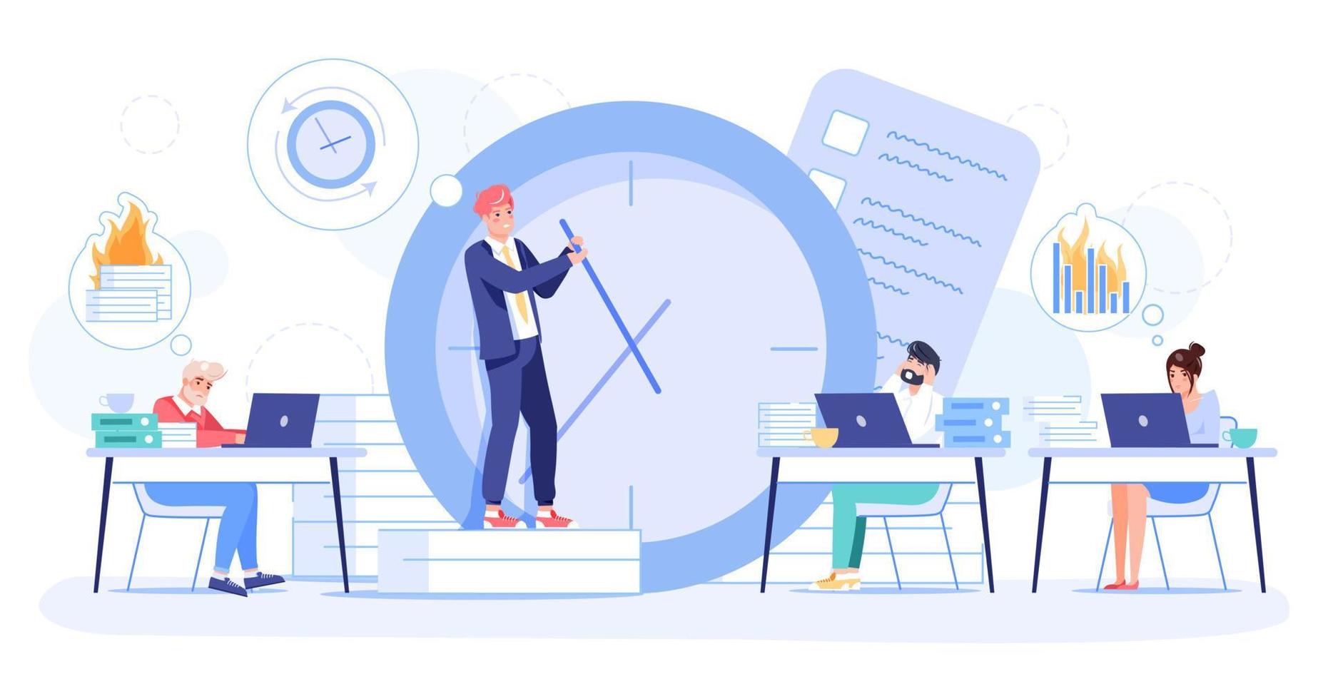 Time management, failure deadline productivity vector