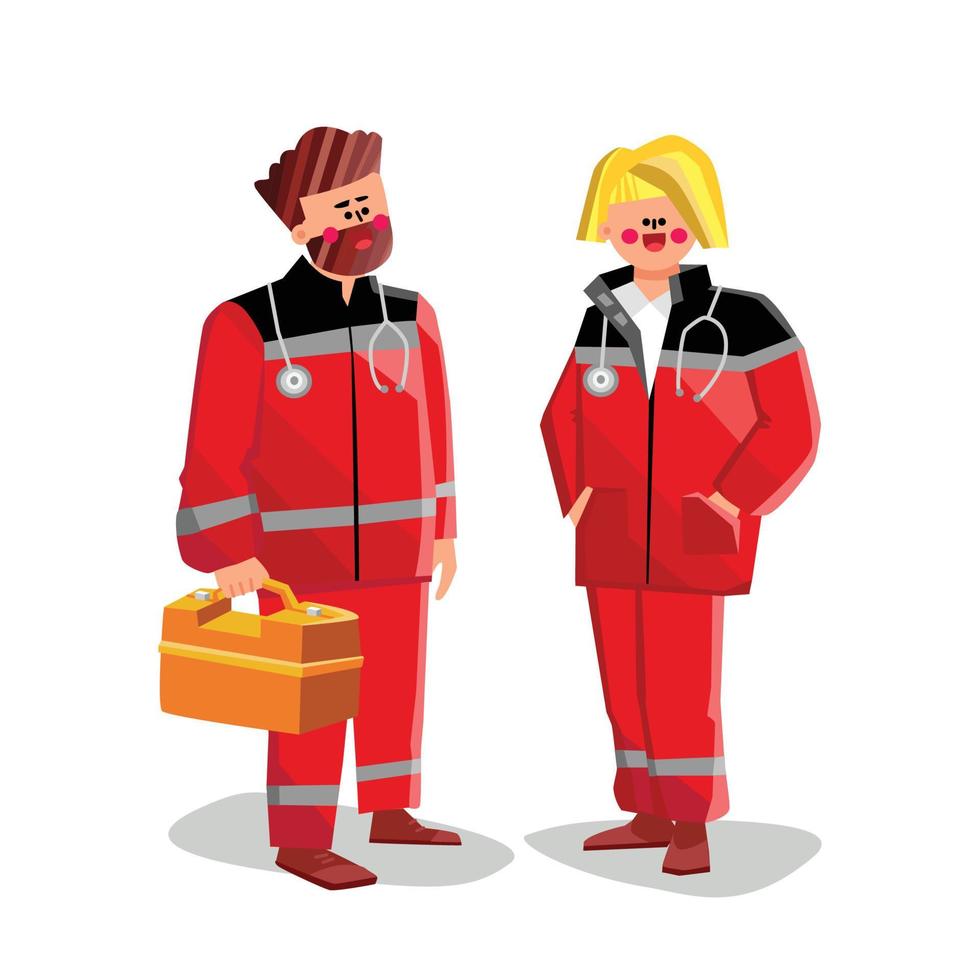 Paramedic Man And Woman With Medical Tool Vector