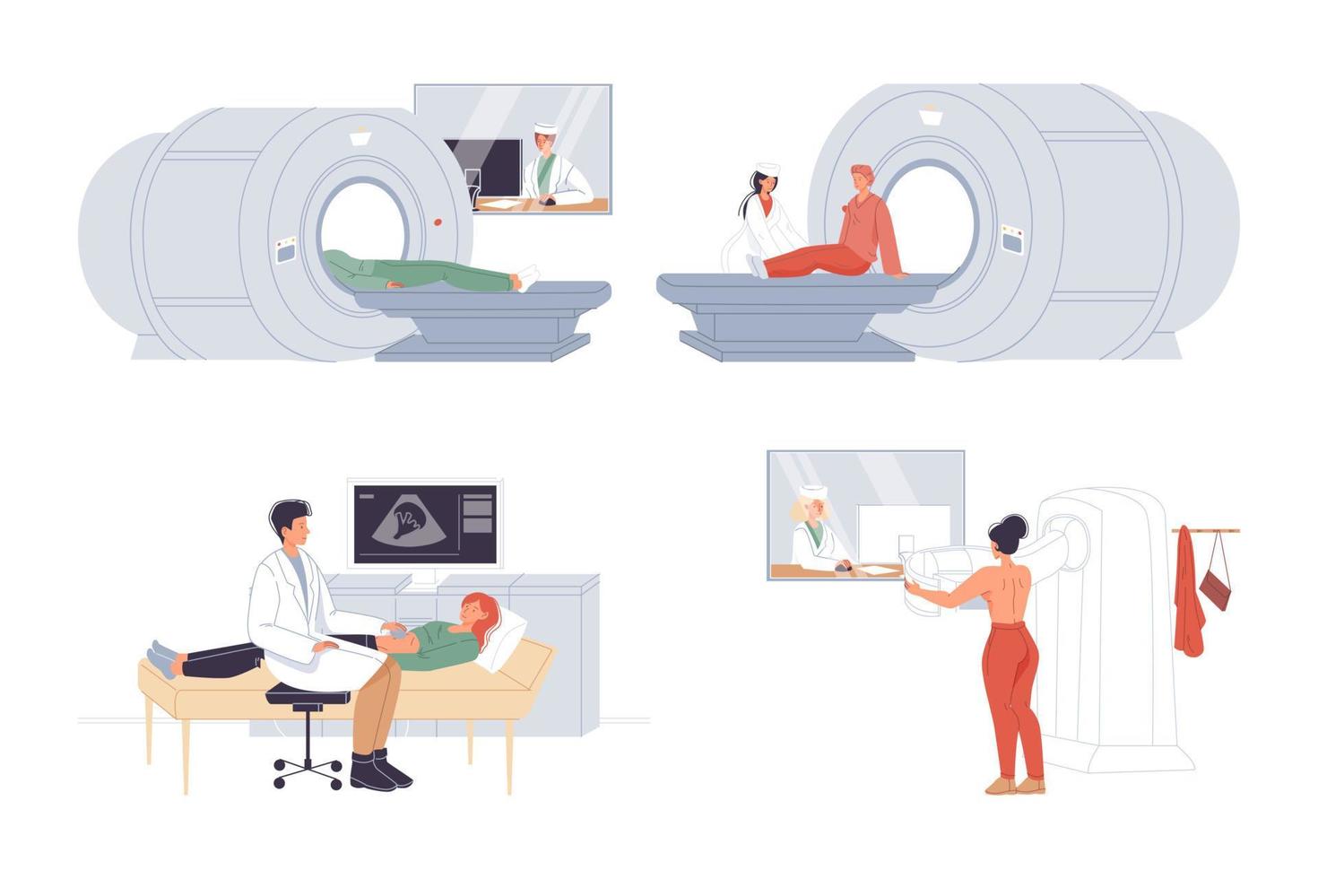 Patient diagnostic on medical technology equipment vector