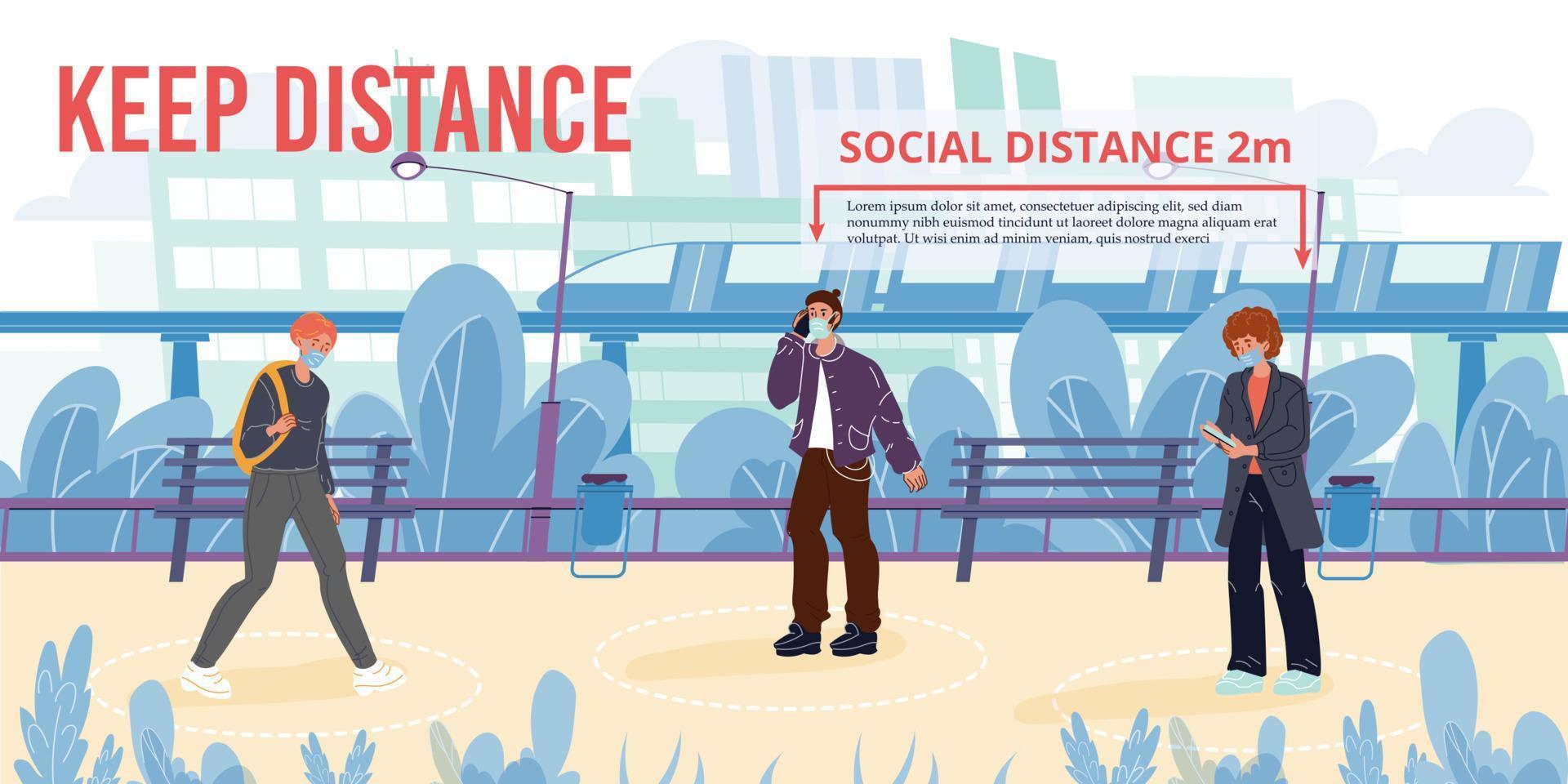 Keep social distance new normal life motivation vector