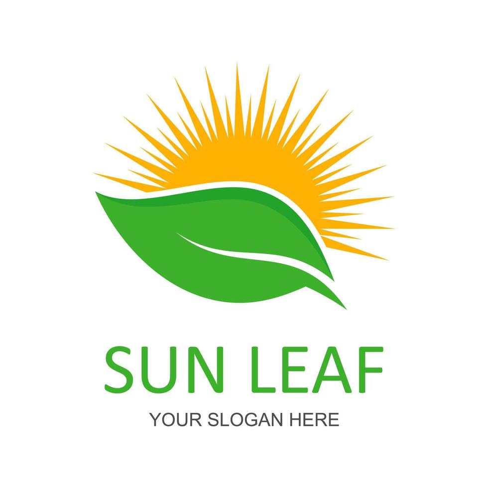 sun leaf logo vector