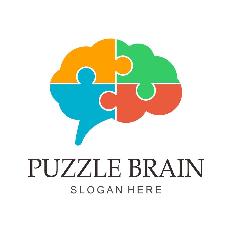 puzzle brain logo vector
