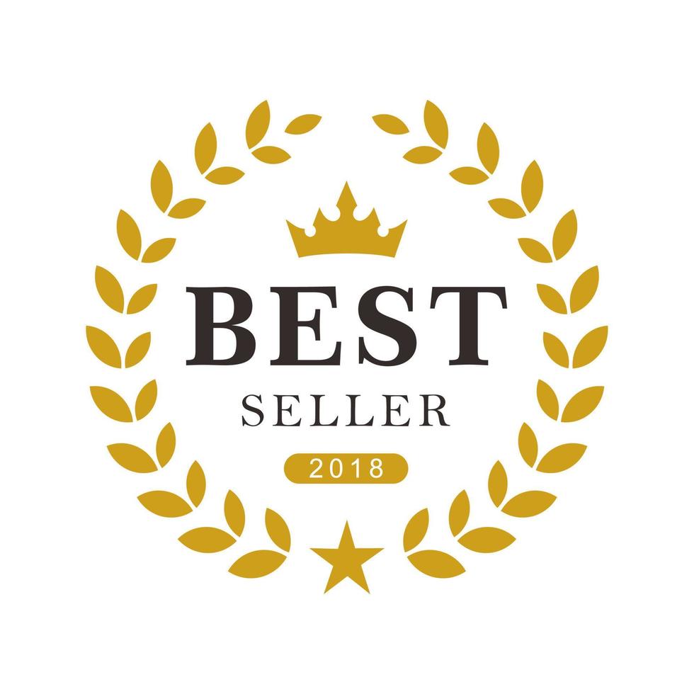 Best seller icon design with laurel, best seller badge logo isolated -  stock vector Stock Vector