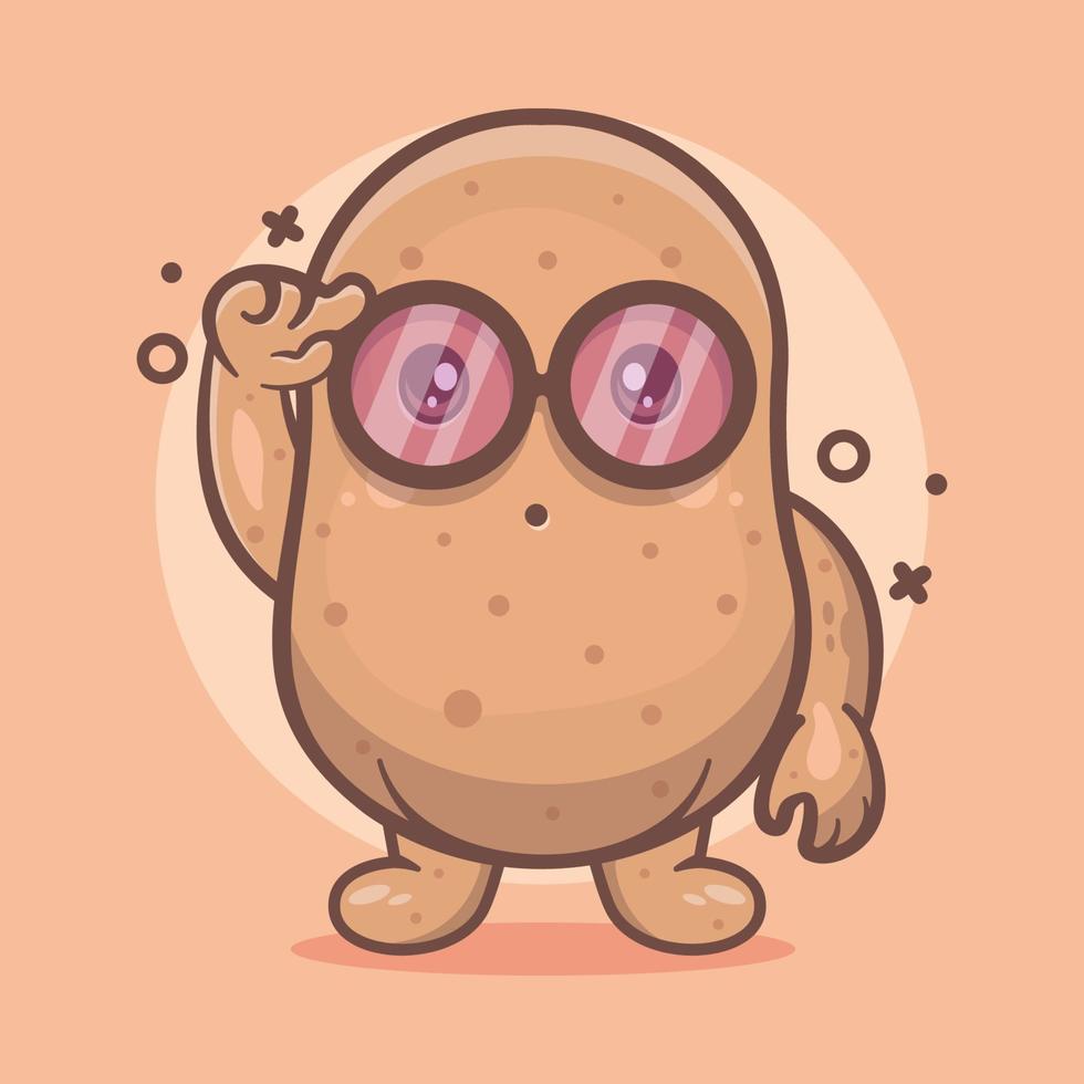 mascota de personaje vegetal de patata genio con expresión de pensamiento dibujos animados aislados en diseño de estilo plano vector