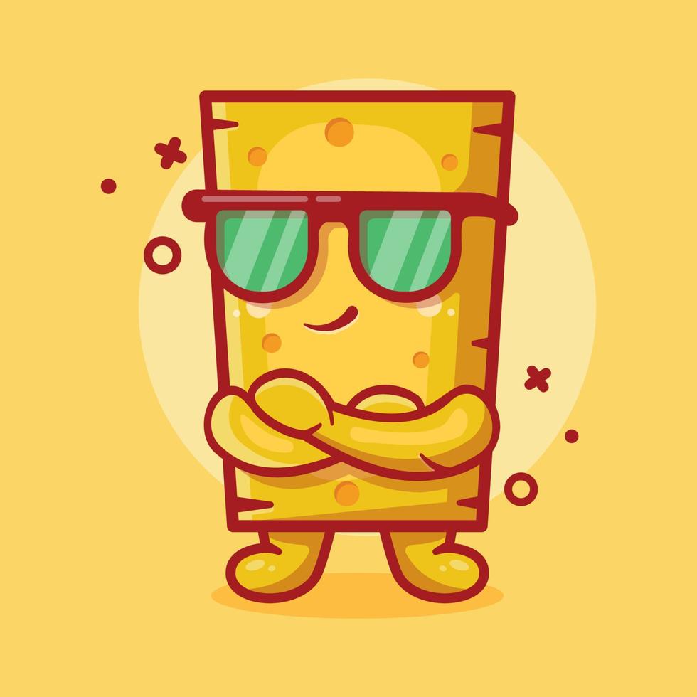 cute cheese character mascot with cool gesture isolated cartoon in flat style design vector
