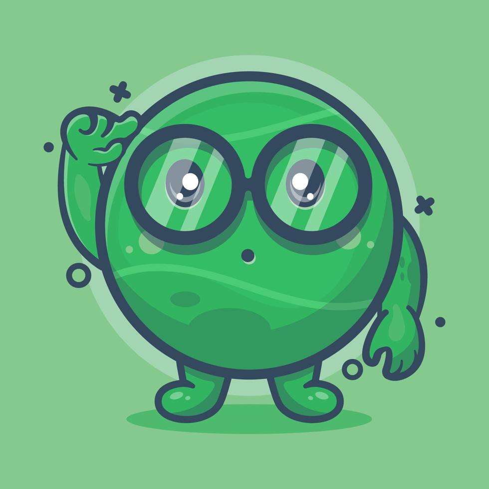 genius tennis ball character mascot with think gesture isolated cartoon in flat style design vector