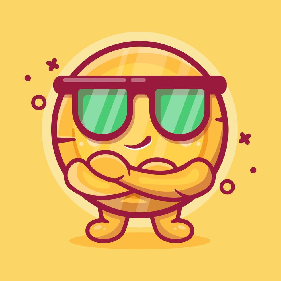 cute money coin character mascot with cool gesture isolated cartoon in flat style design vector