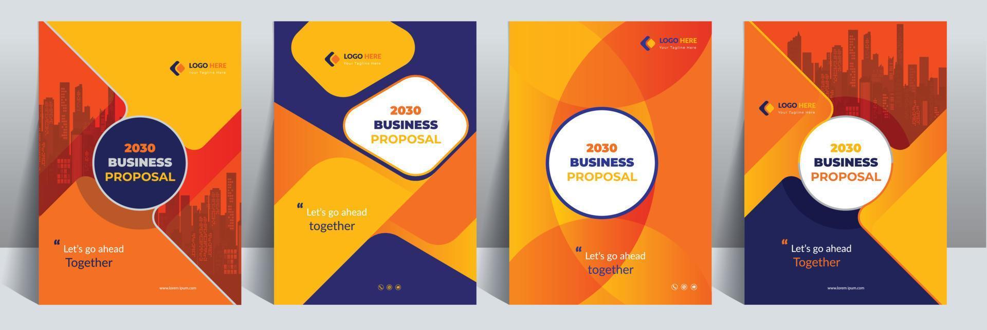 Orange Blue Business Proposal Corporate Cover Design Template adept for multipurpose project vector