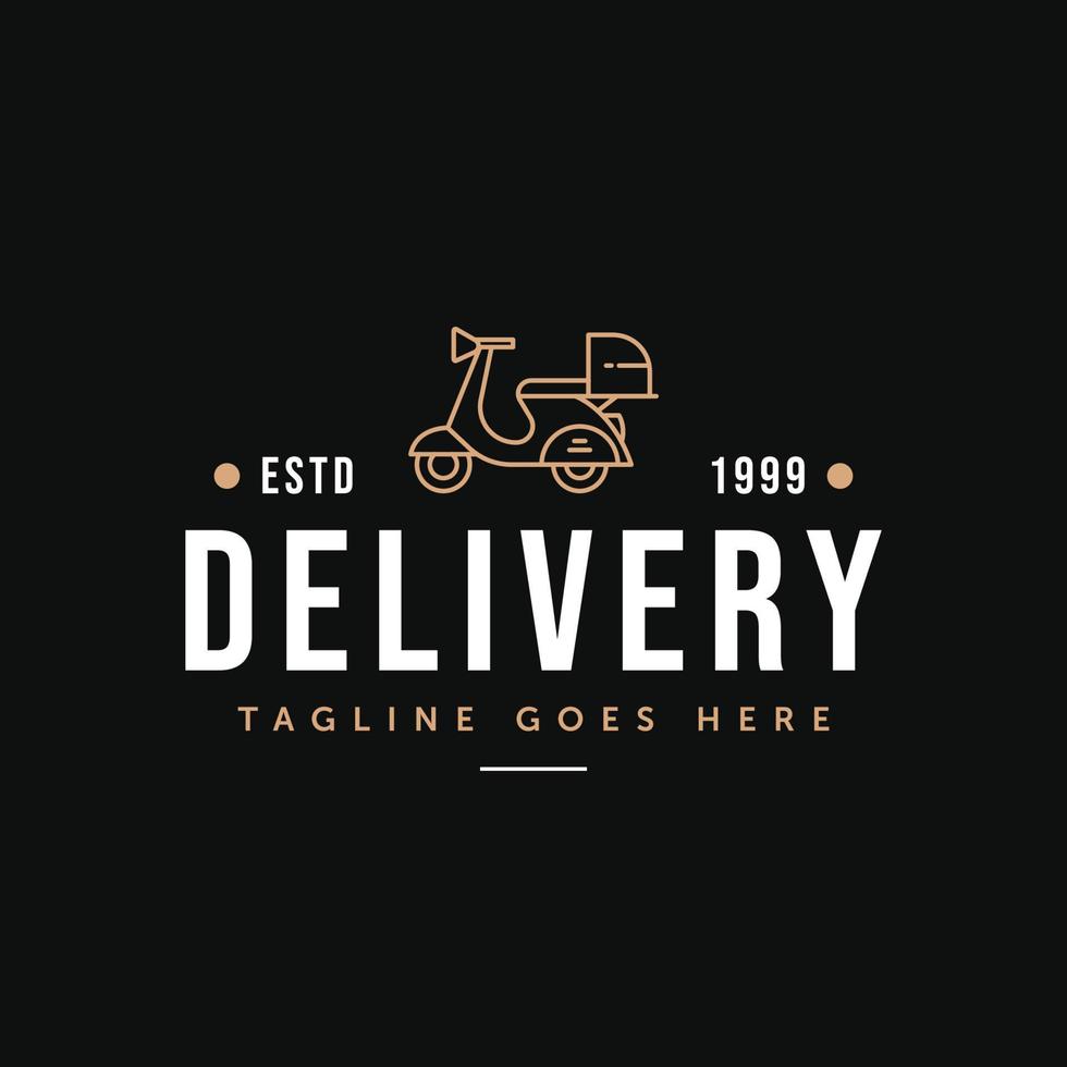 minimalist line art scooter bike box express delivery logo template vector illustration design