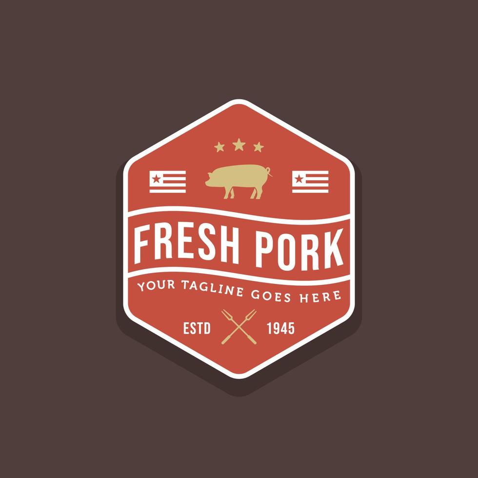 vintage retro pig pork butchery meat shop logo vector