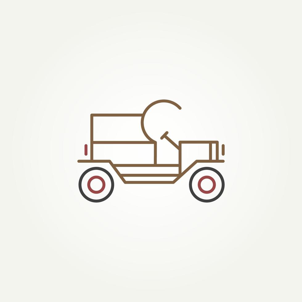 isolated vintage classic line art delivery car vehicle icon logo template vector illustration design