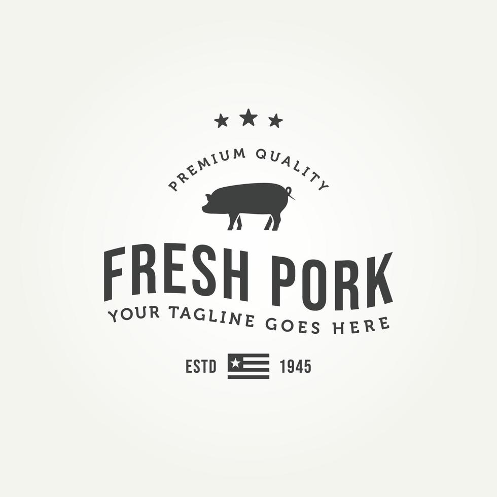 logotipo de la tienda de carne de carnicería de cerdo retro vintage vector