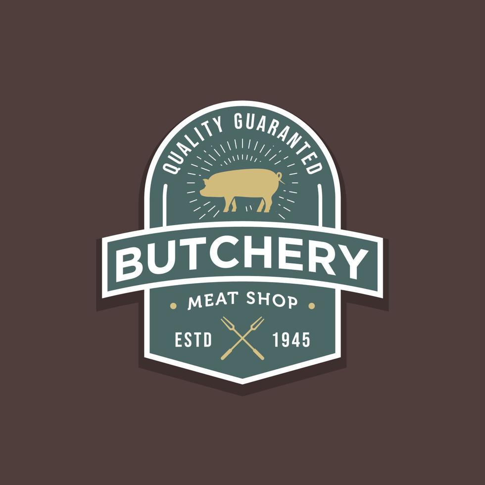 vintage retro butchery pork meat shop badge logo vector