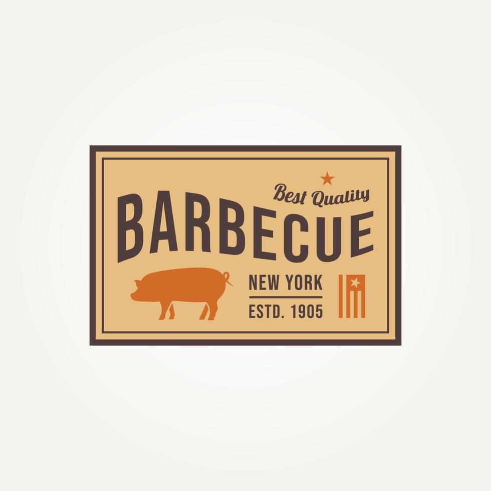 vintage retro pork barbecue emblem typography logo vector