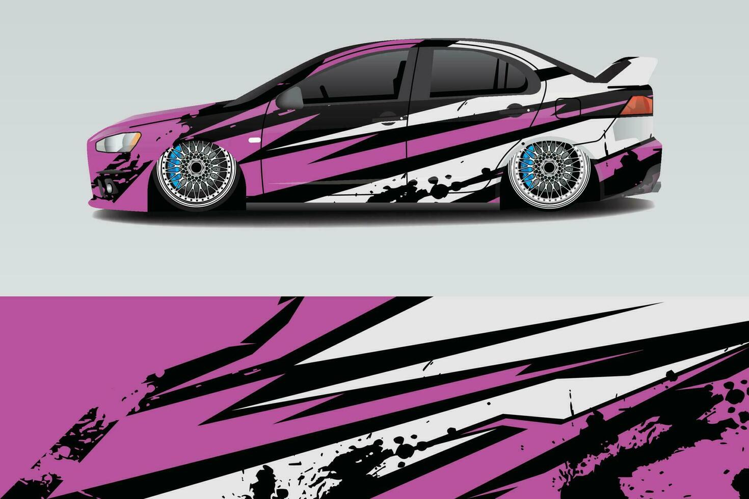 Car wrapping sticker design for racing cars vector