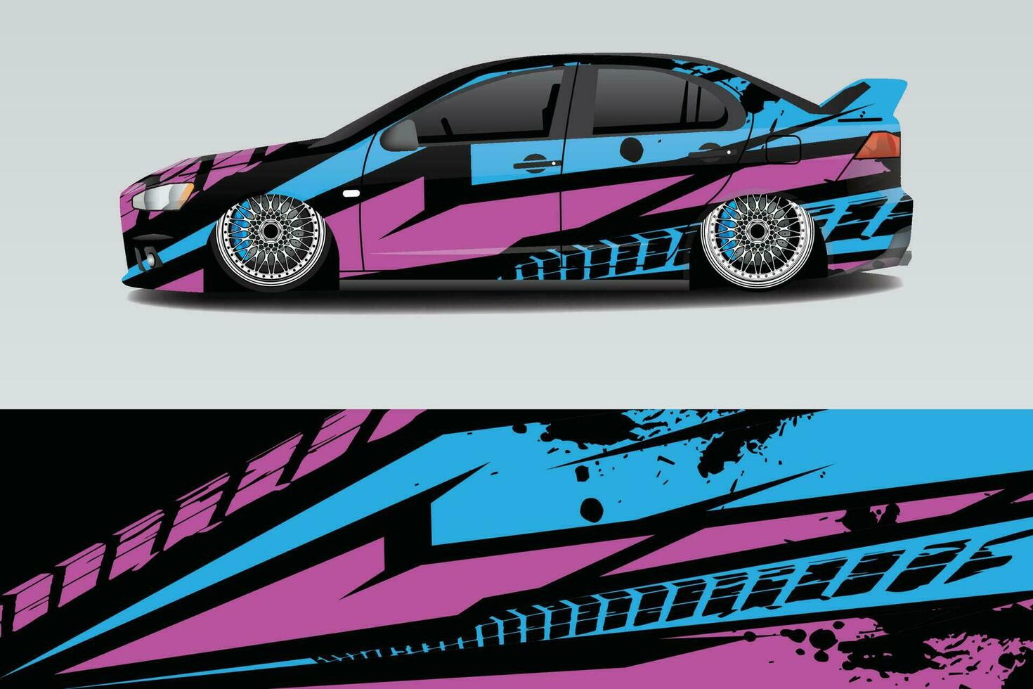 Car wrapping sticker design for racing cars vector