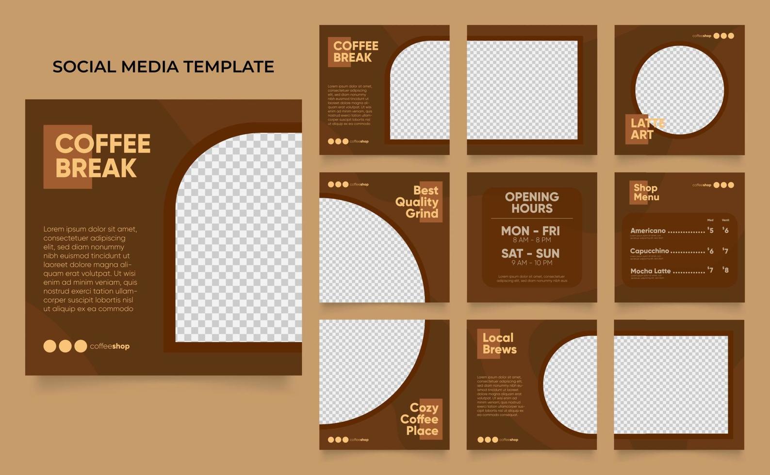 social media template banner coffee sale promotion vector