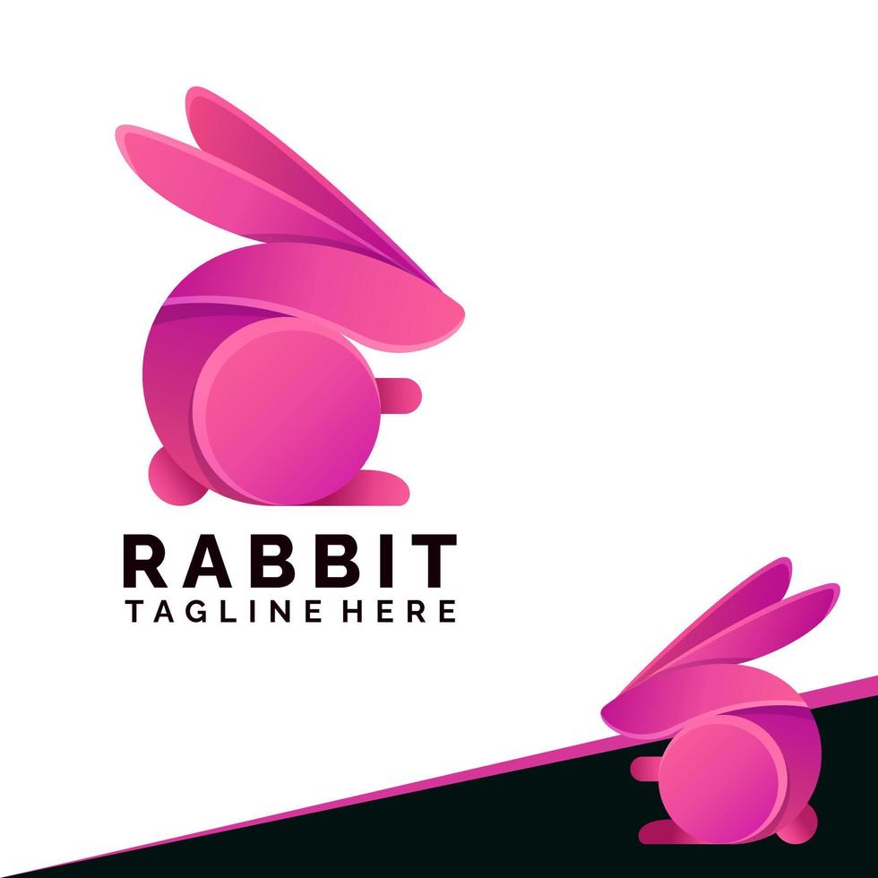Beautiful colorful gradient rabbit logo design vector