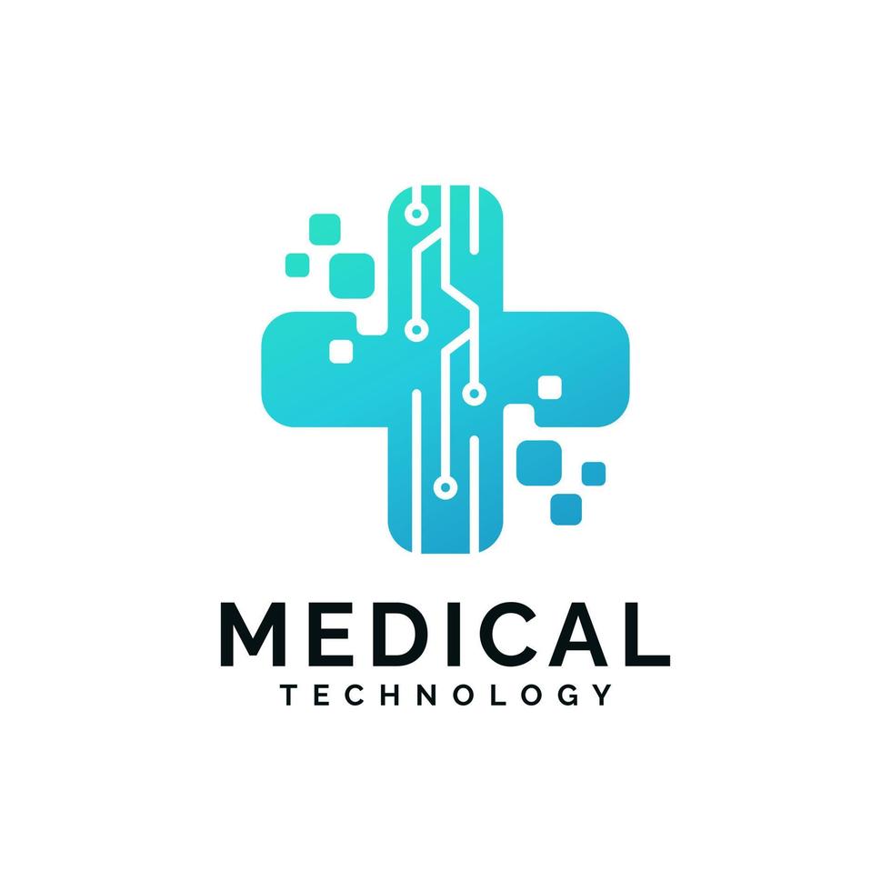 Digital health medical technology logo design vector