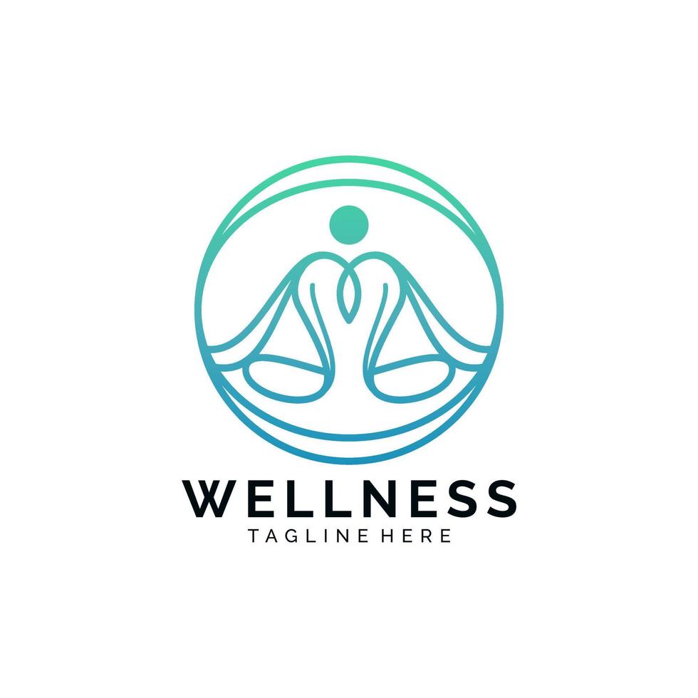 Health and wellness monoline minimalist logo design vector