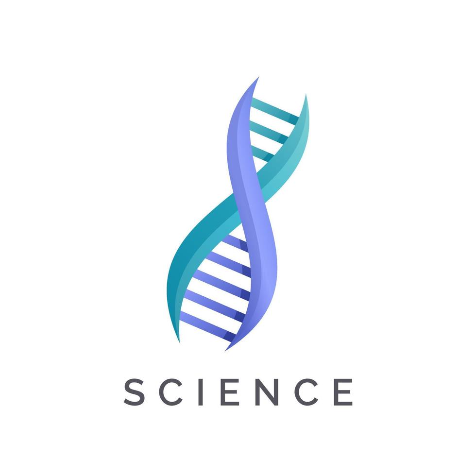 DNA Logo design 3d gradient colorful vector