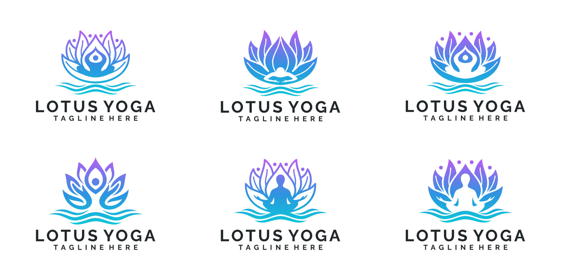 Set of lotus yoga logo design 7955434 Vector Art at Vecteezy