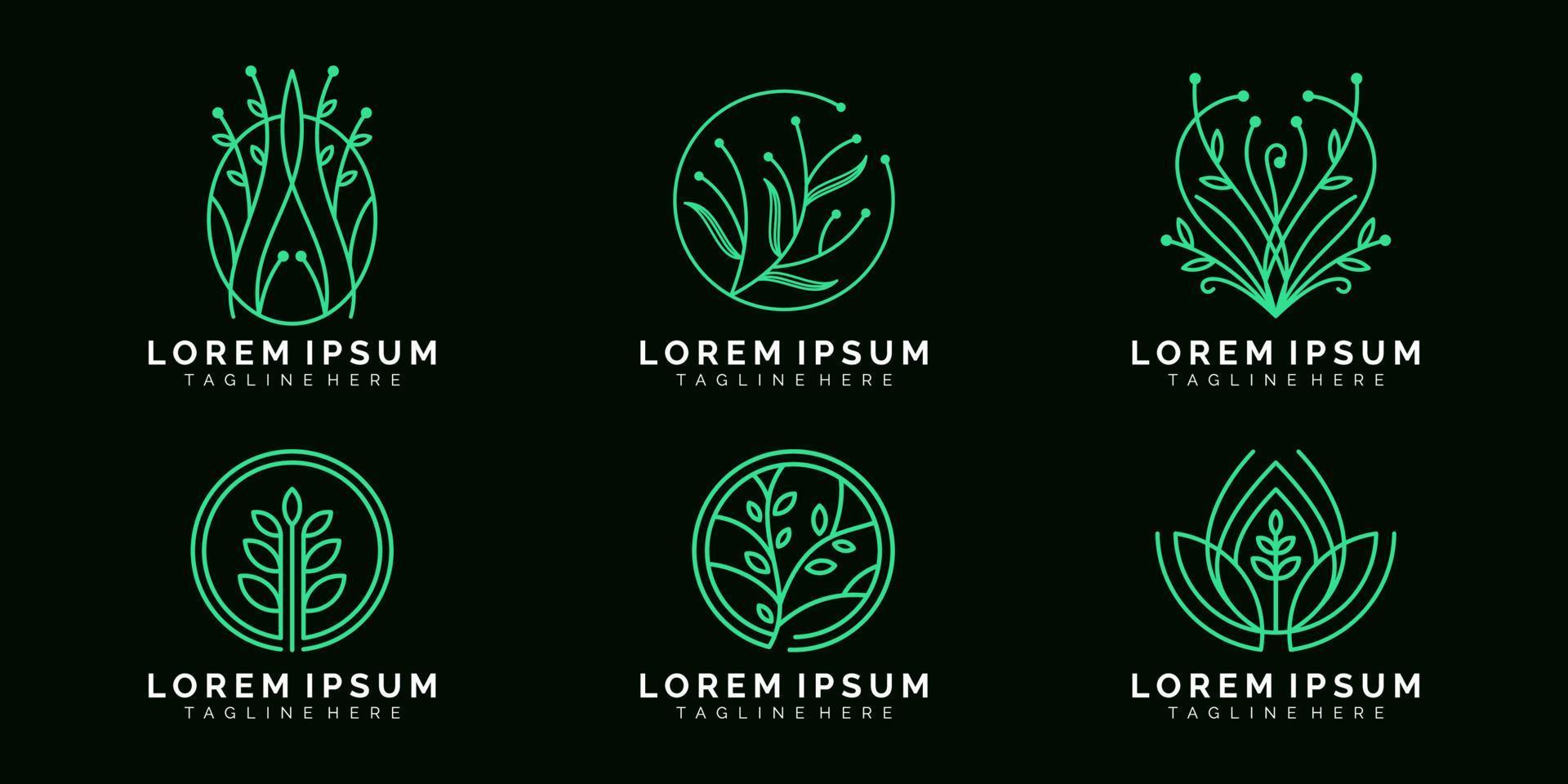 conjunto de diseño de logotipo holístico de la naturaleza vector