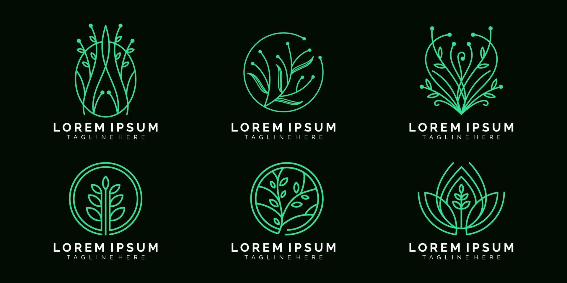 Set of nature holistic logo design vector