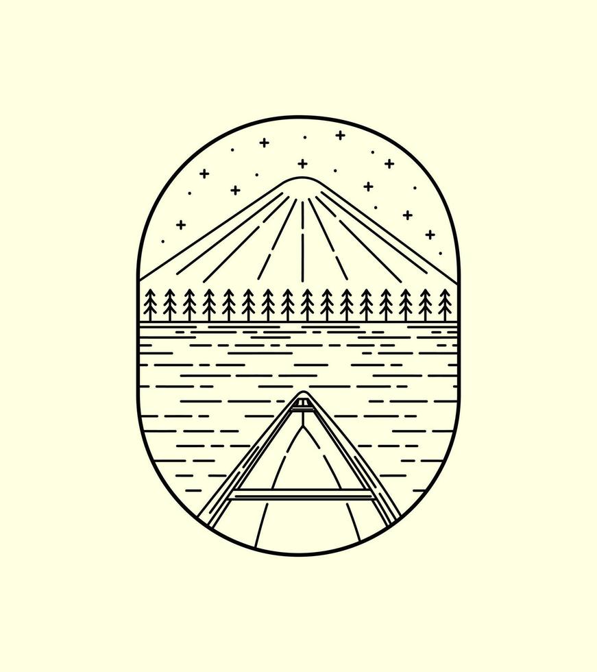 great view of Kano and Mt.Fuji Japan wild line badge patch pin graphic illustration vector art t-shirt design