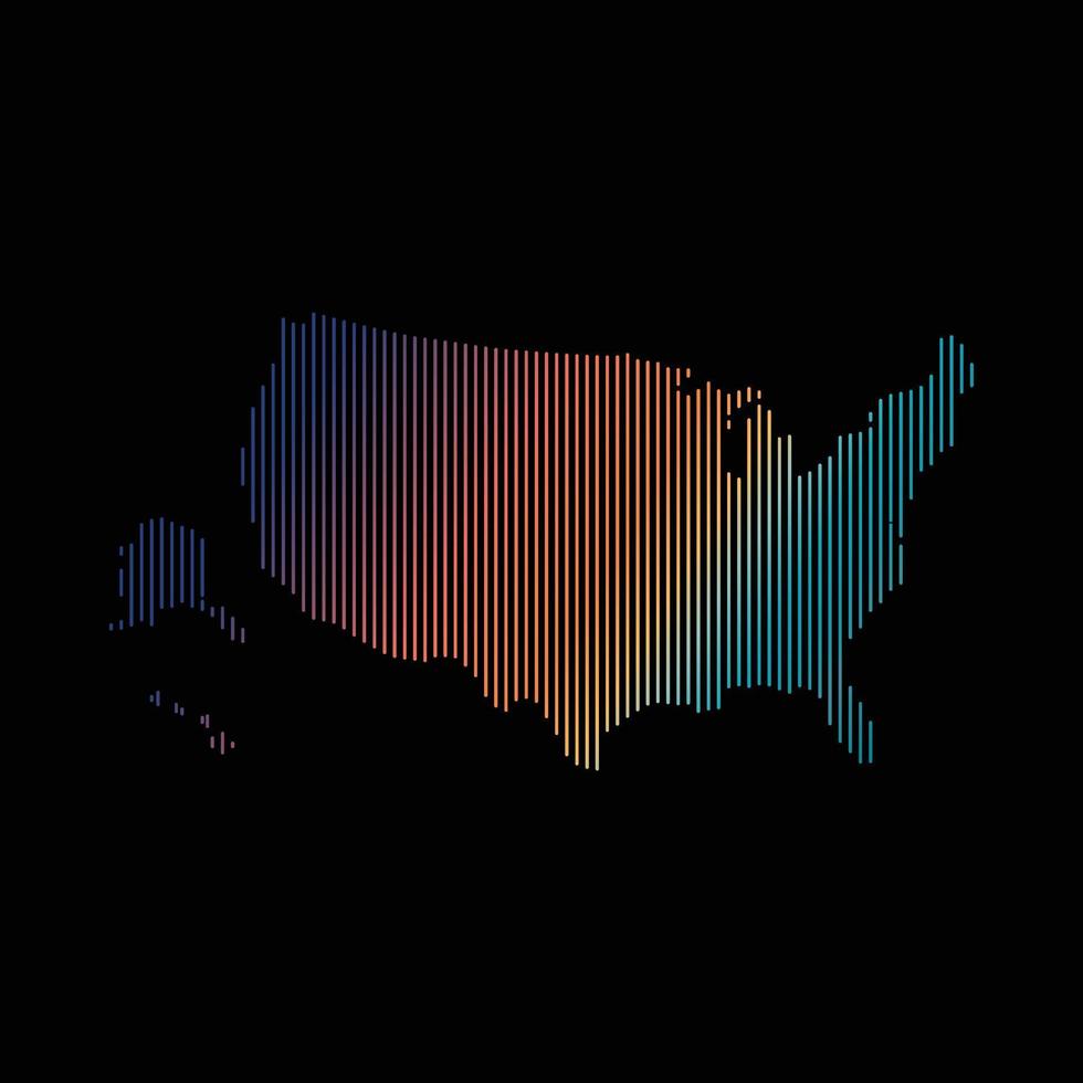 diseño de mapa de estados unidos con estilo de rayas de colores vector