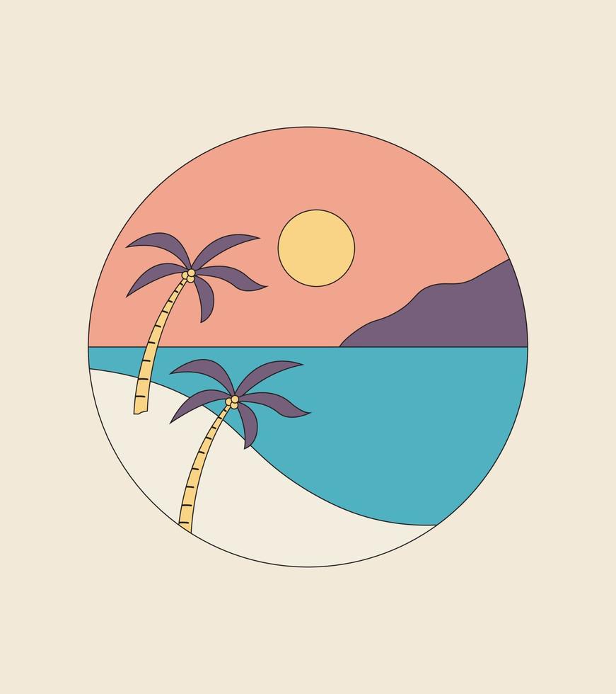 illustration of a beautiful beach and coconut trees vector